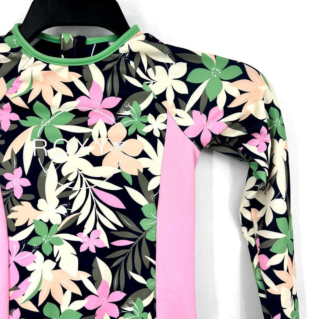 ROXY Girls Ilacabo Swimsuit Surfsuit Medium Navy Blue Floral Long Sleeve NWT