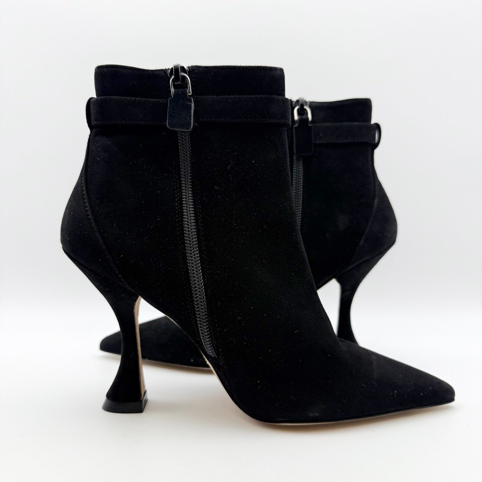 Stuart Weitzman Womens Crystal Nova Xcurve 100 Zip Bootie US 5 Black Suede NWOB