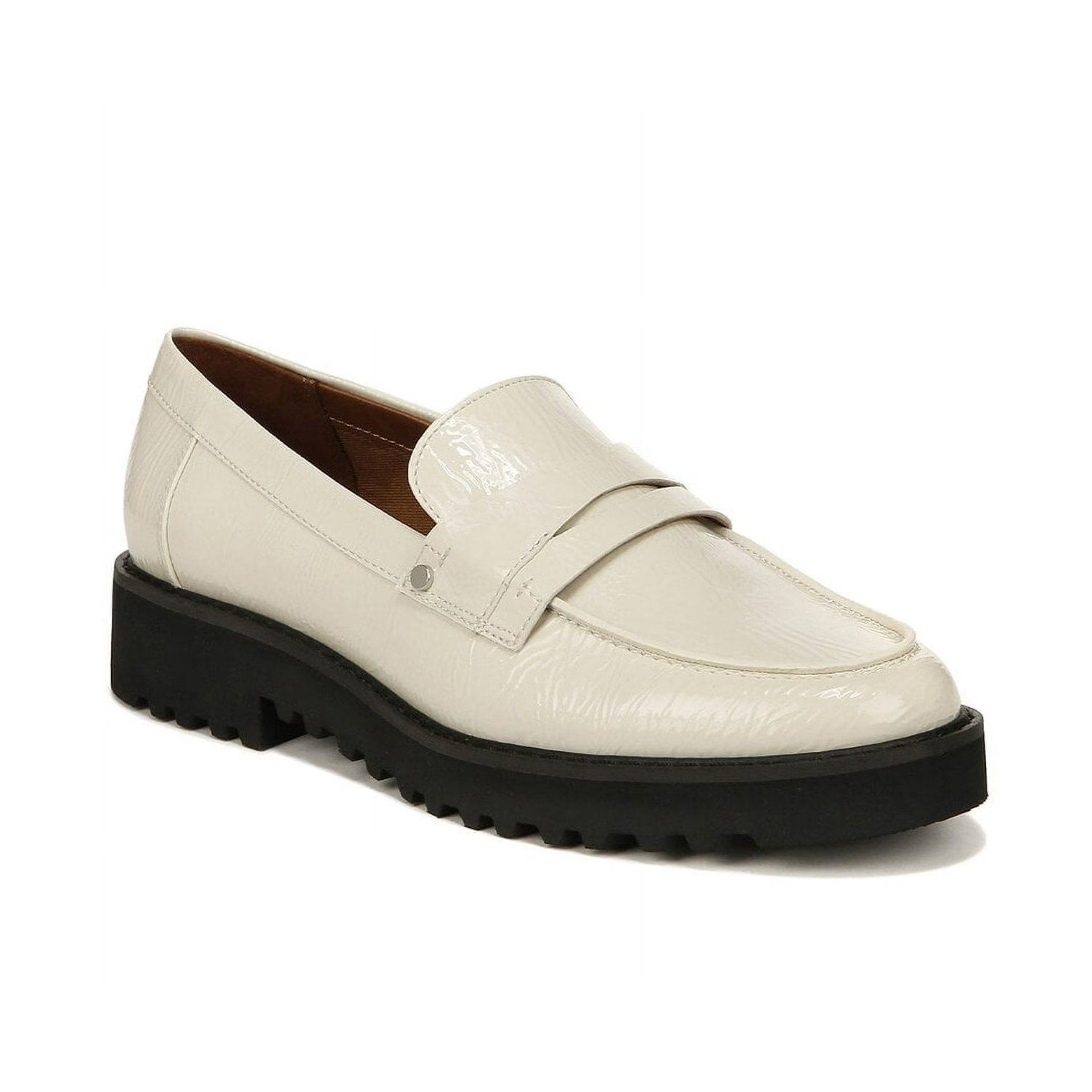 Franco Sarto Womens Cassandra Loafers US 10 Cream White Vegan Patent Leather NIB