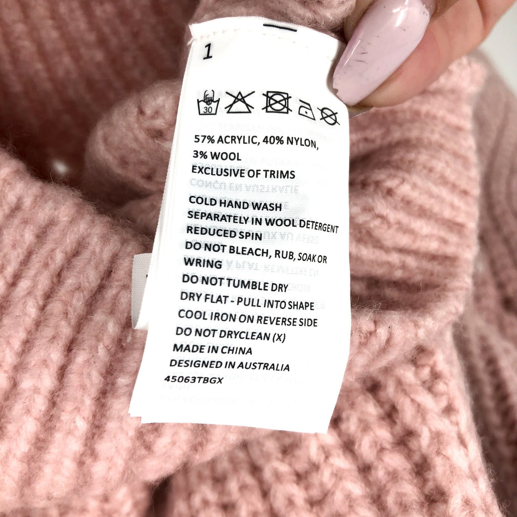 BARDOT Girl's Cozy Cable Knit Crewneck Sweater Size 14 Pink Potpourri NWT