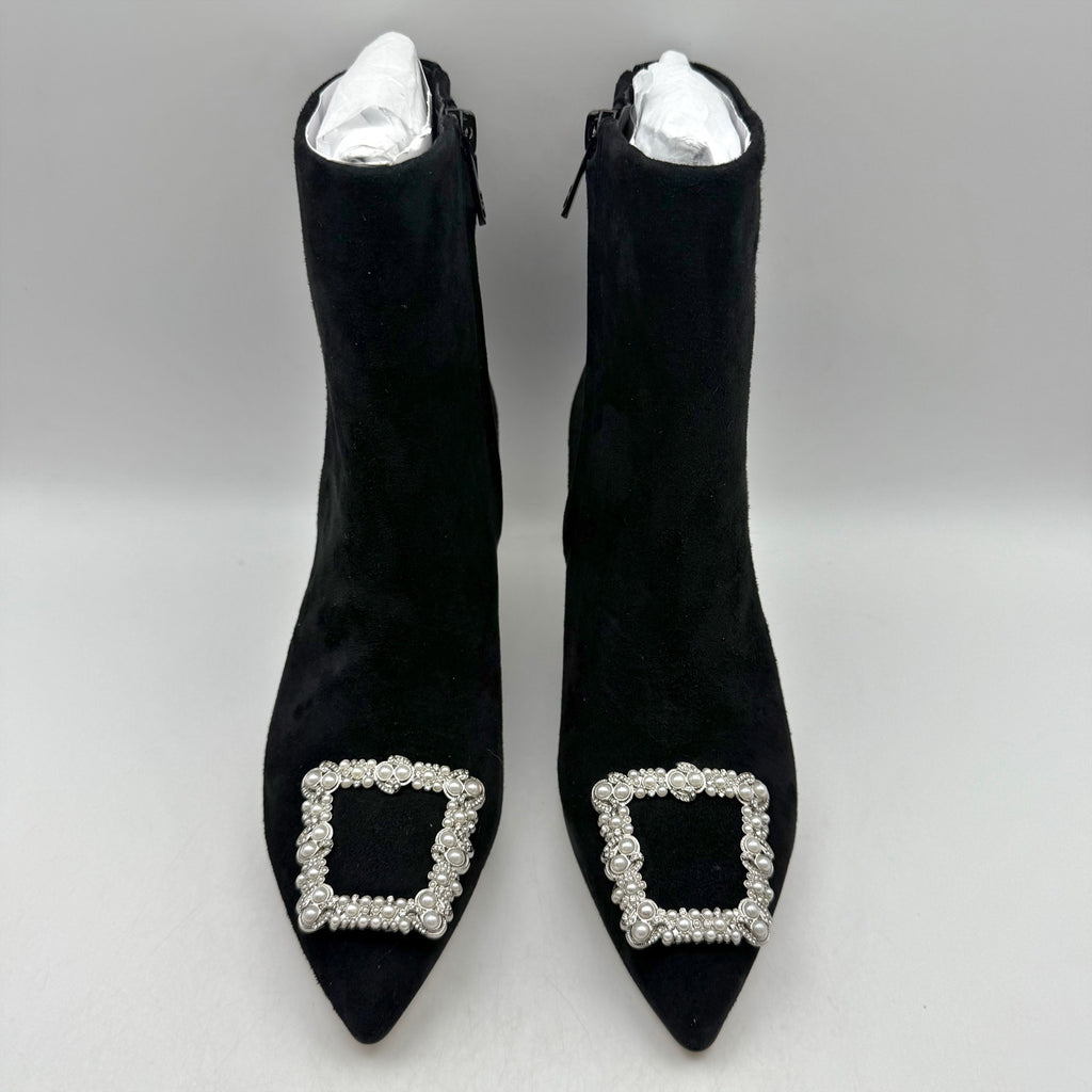 Sam Edelman Womens Ulissa Luster Ankle Bootie US 8 M Black Suede Rhinestone NWOB