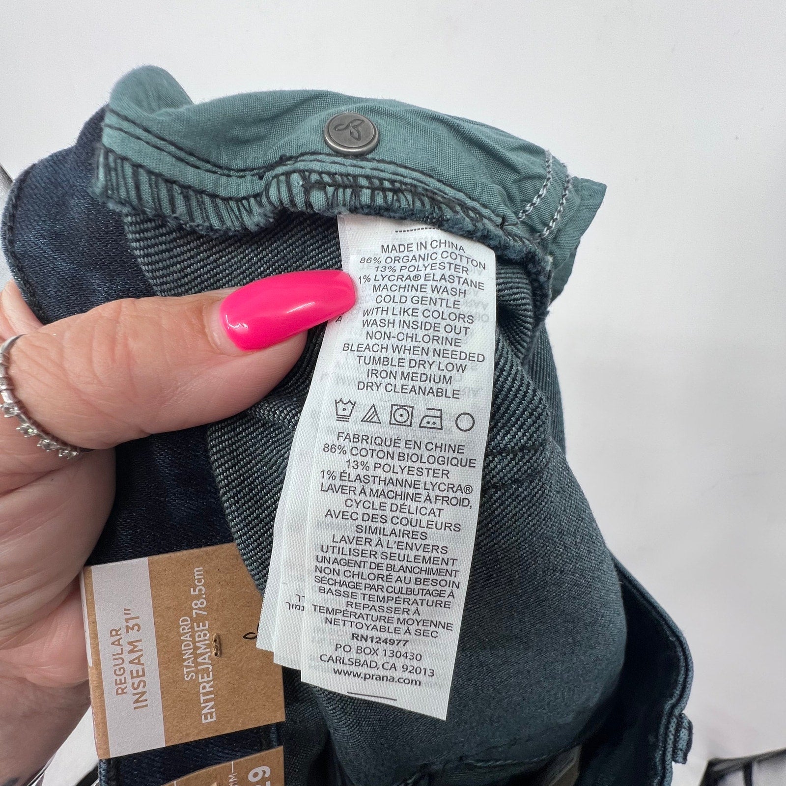 Prana Womens Sienna Skinny Jeans 29x31 US 8 Deep Blue Stretch Denim Mid Rise NWT