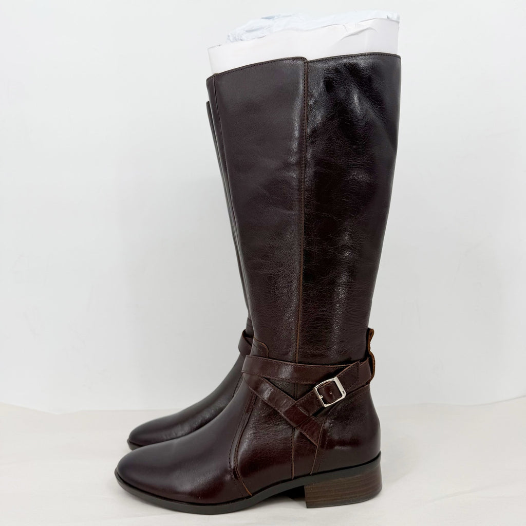 Naturalizer Womens Rena Knee High Boot 10 Wide Wide Calf Brown Leather NIB