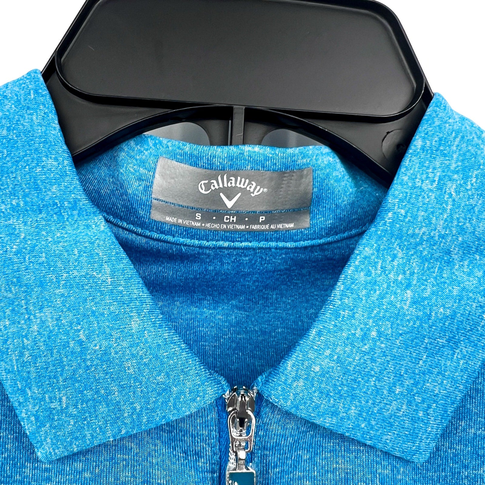 CALLAWAY Womens 1//4 Zip Short Sleeve Golf Polo Shirt Small Blue Sea Heather NWT