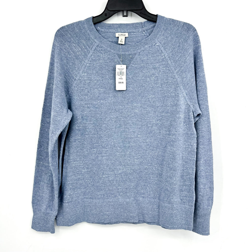 L.L BEAN Womens Slub Sweatshirt Sweater Medium Blue Indigo Organic Cotton NWT