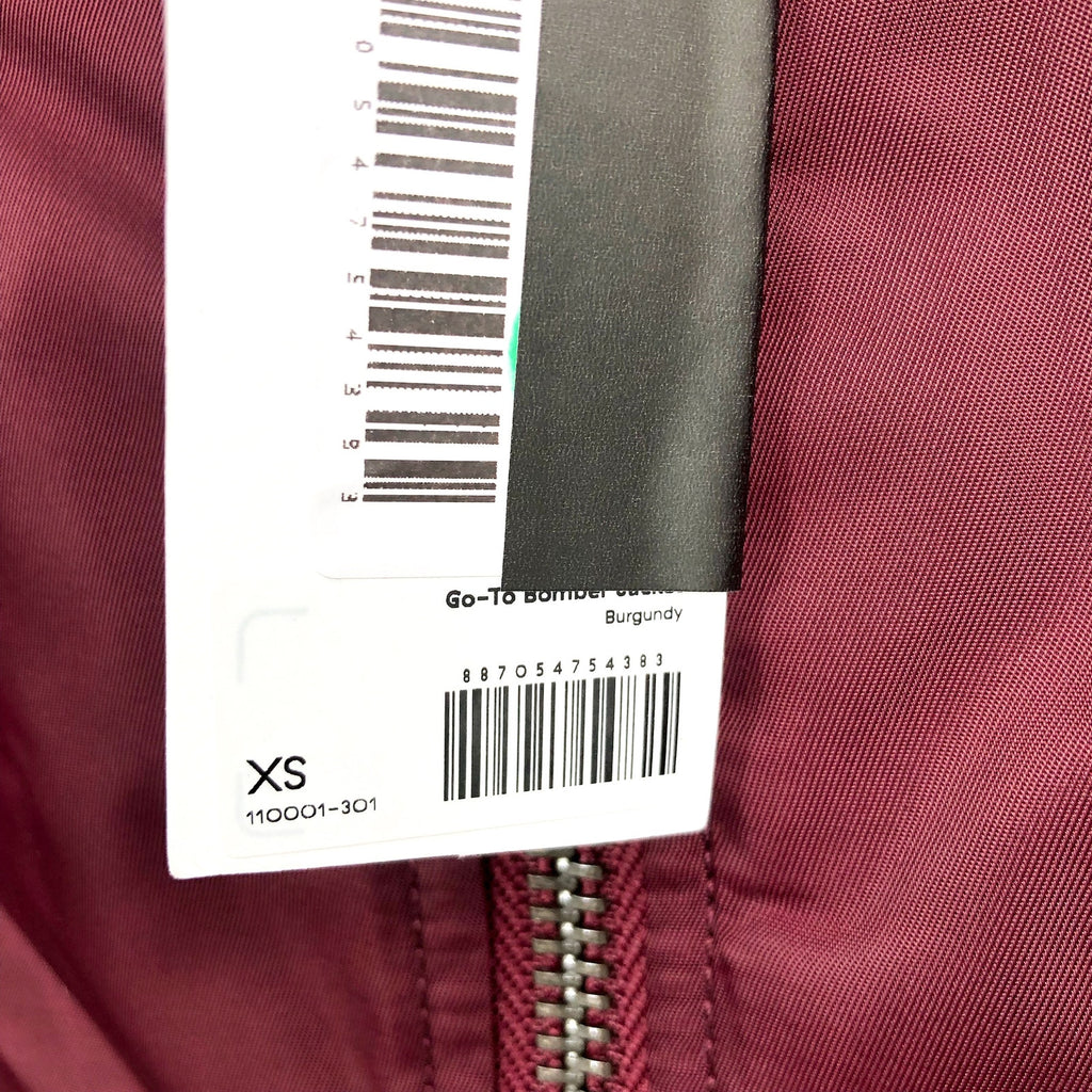 LABEL Unisex Go-To Bomber Jacket XS Red Burgundy Full Zip Oversized Fit NWT