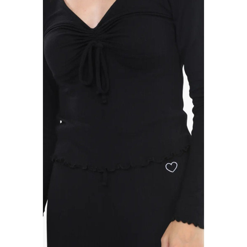 HONEYDEW Women's Dreamland Lounge Rib Pajamas Set Small Black NWT
