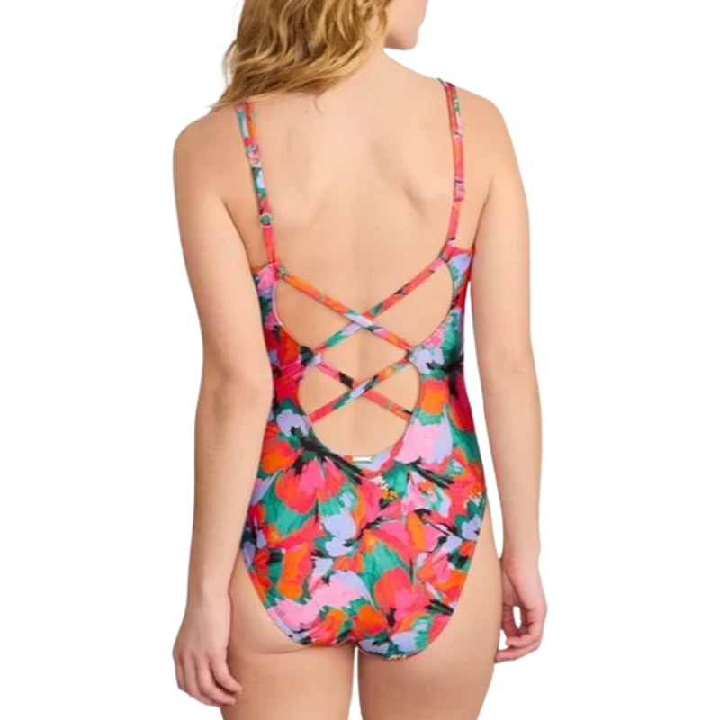 SUNSETS Womens Veronica One Piece Swimsuit Small Red Floral Hummingbird Cove NWT