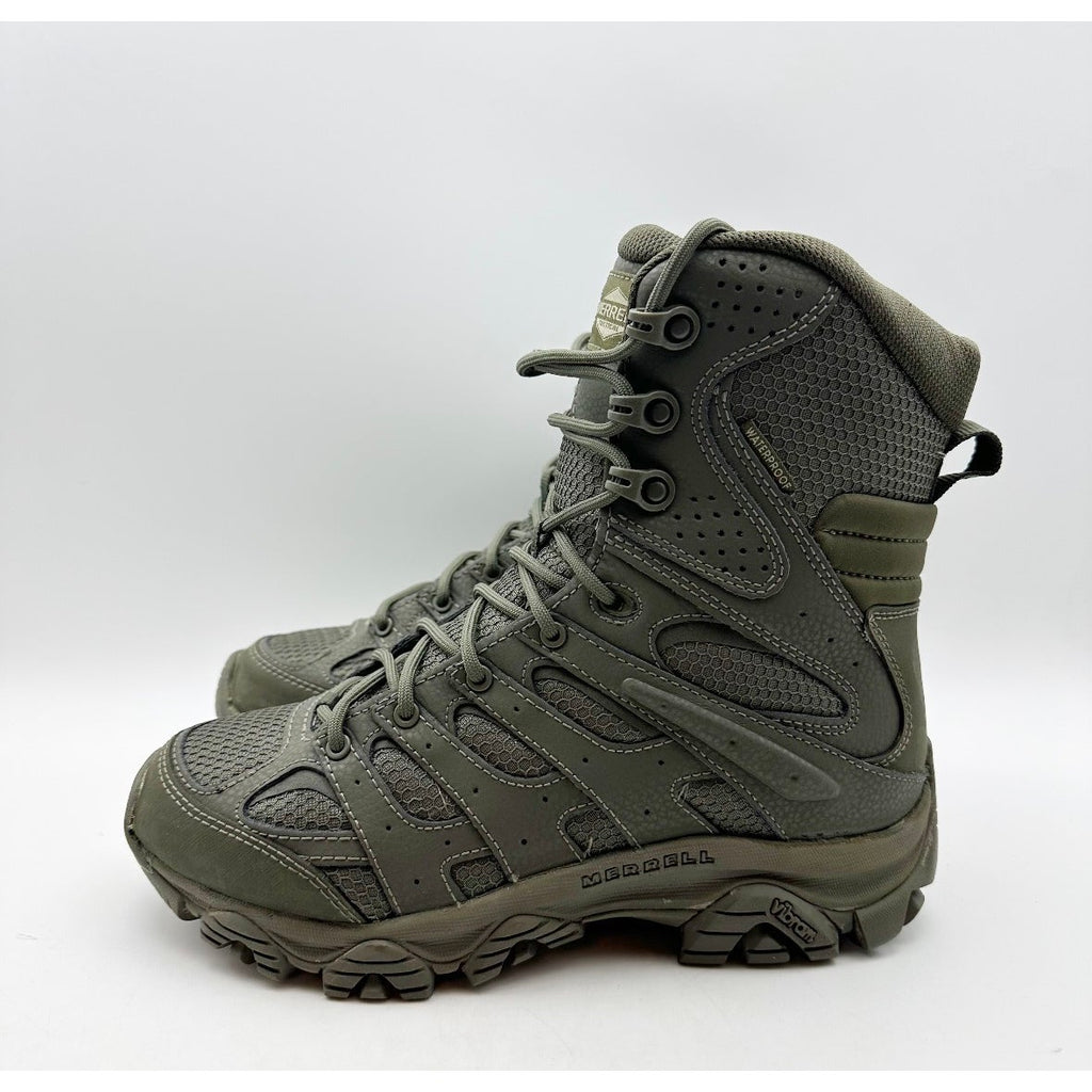 MERRELL Work Moab 3 8" Tactical Boots Mens 5 Womens 7 Green Leather NWOB