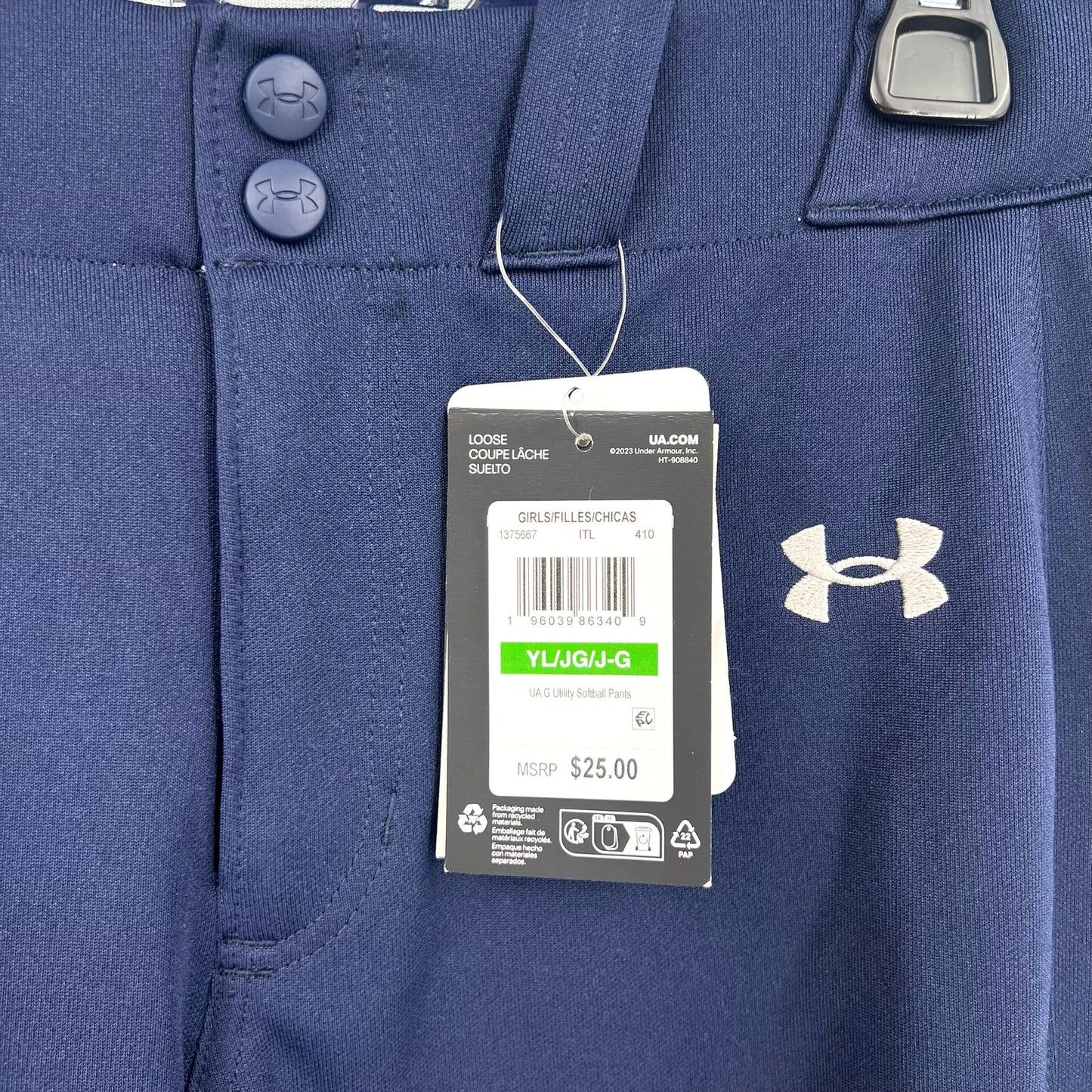 UNDER ARMOUR Girls Utility Softball Pants Large Navy Blue NWT