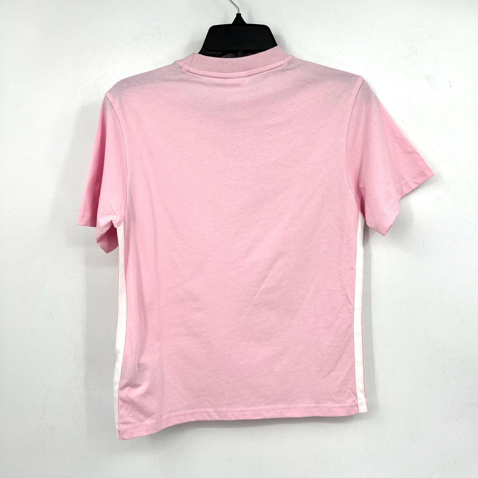 ADIDAS Women's Essentials 3-Stripes Cotton Tee Small Pink White Short Sleeve NWT
