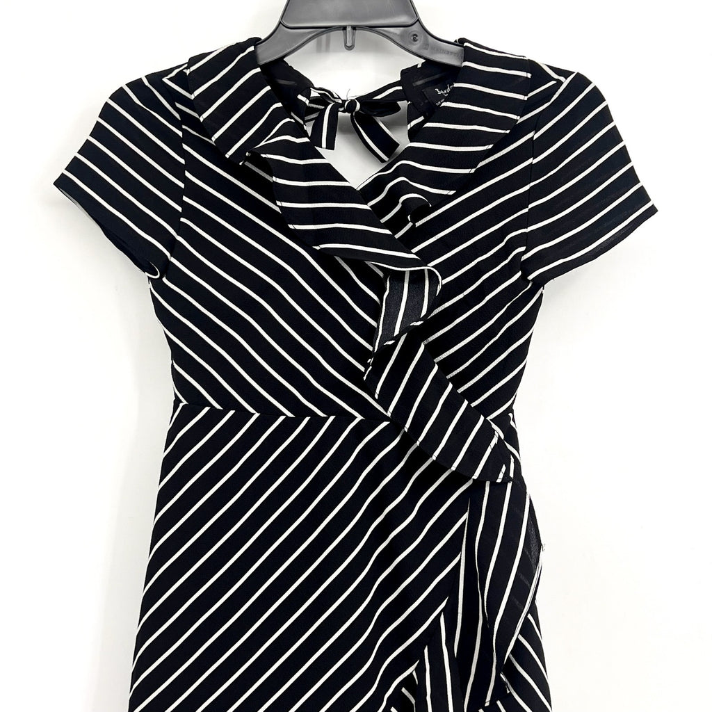 BARDOT JUNIOR Girl's Lola Open Back Dress Size 10 Black White Stripe NWT