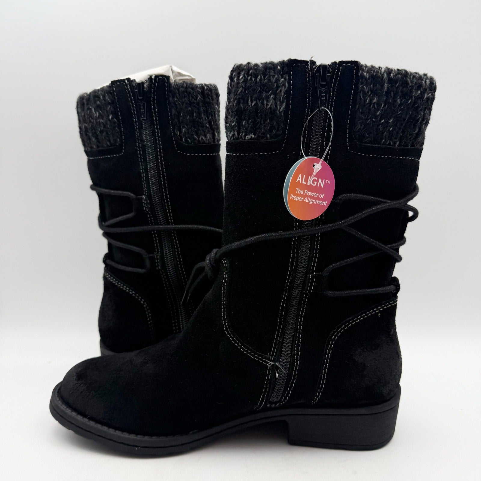 Comfortiva Womens Salem Casual Boots US 7 WIDE EU 38 Black Suede Waterproof NIB