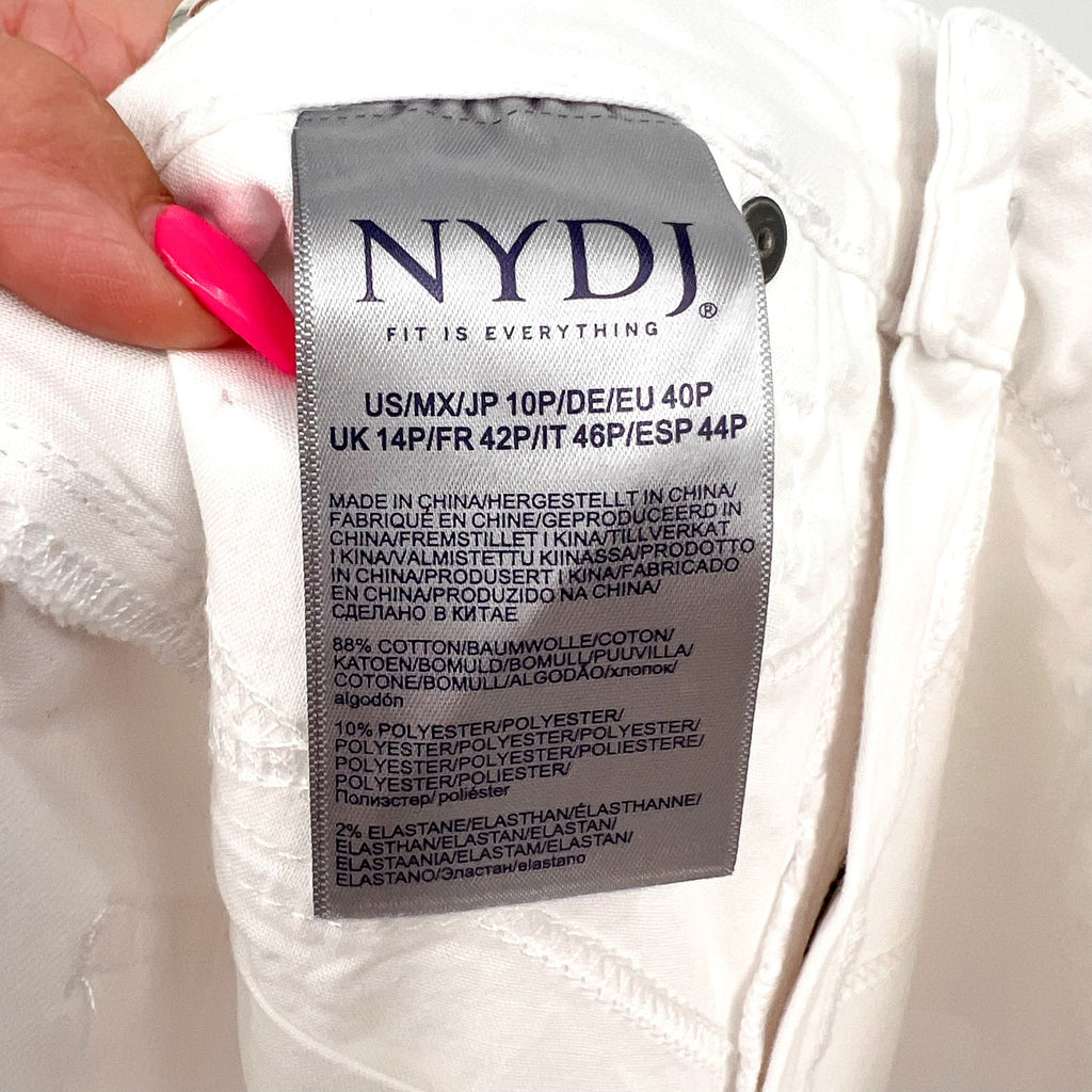 NYDJ Womens Ella Denim Shorts Size 10 PETITE Optic White 8" Inseam NWT