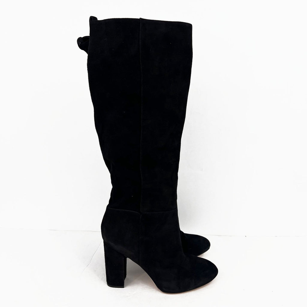 Sam Edelman Womens Caprice Heeled Knee High Boots Size 10 EU 40 Black Suede NWOB