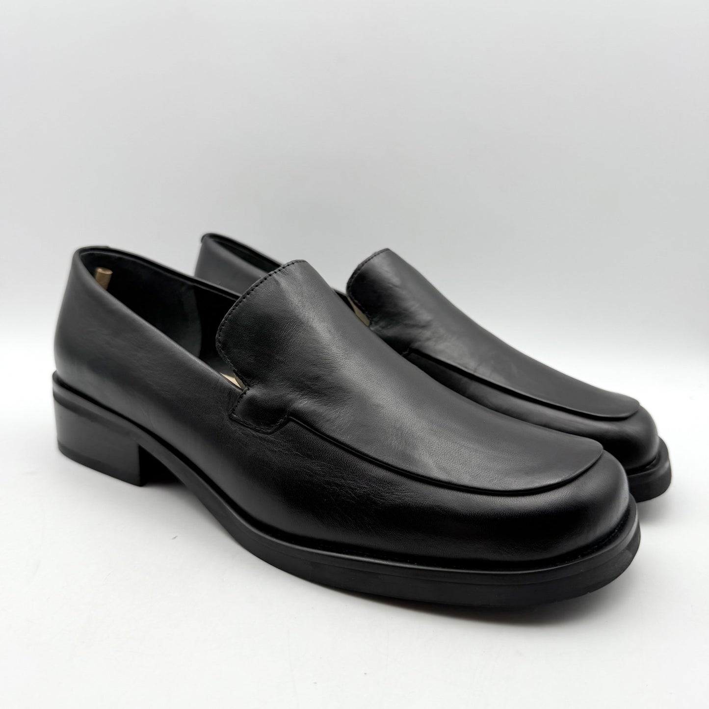 Franco Sarto Womens Bocca Loafers US 9.5 Wide EU 40.5 Black Leather Slip On NWOB