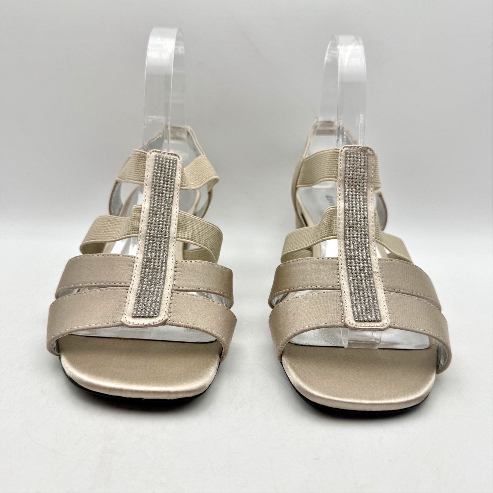 David Tate Womens Event Gladiator Sandals US 8.5 Wide Champagne Satin NWOB