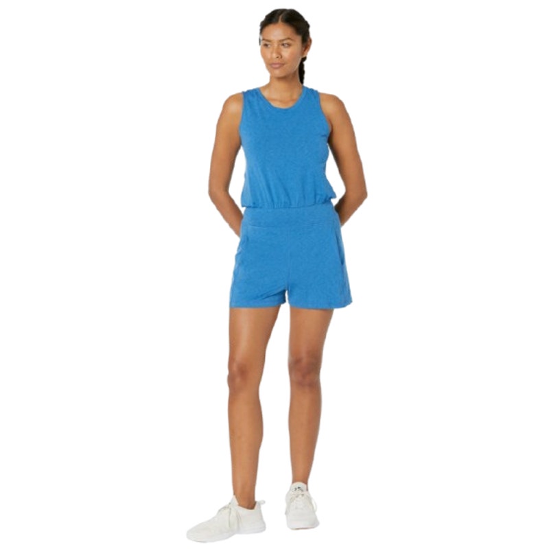 SWEATY BETTY Women's Gary Sleeveless Romper Large US 10 Oxford Blue Marl NWT