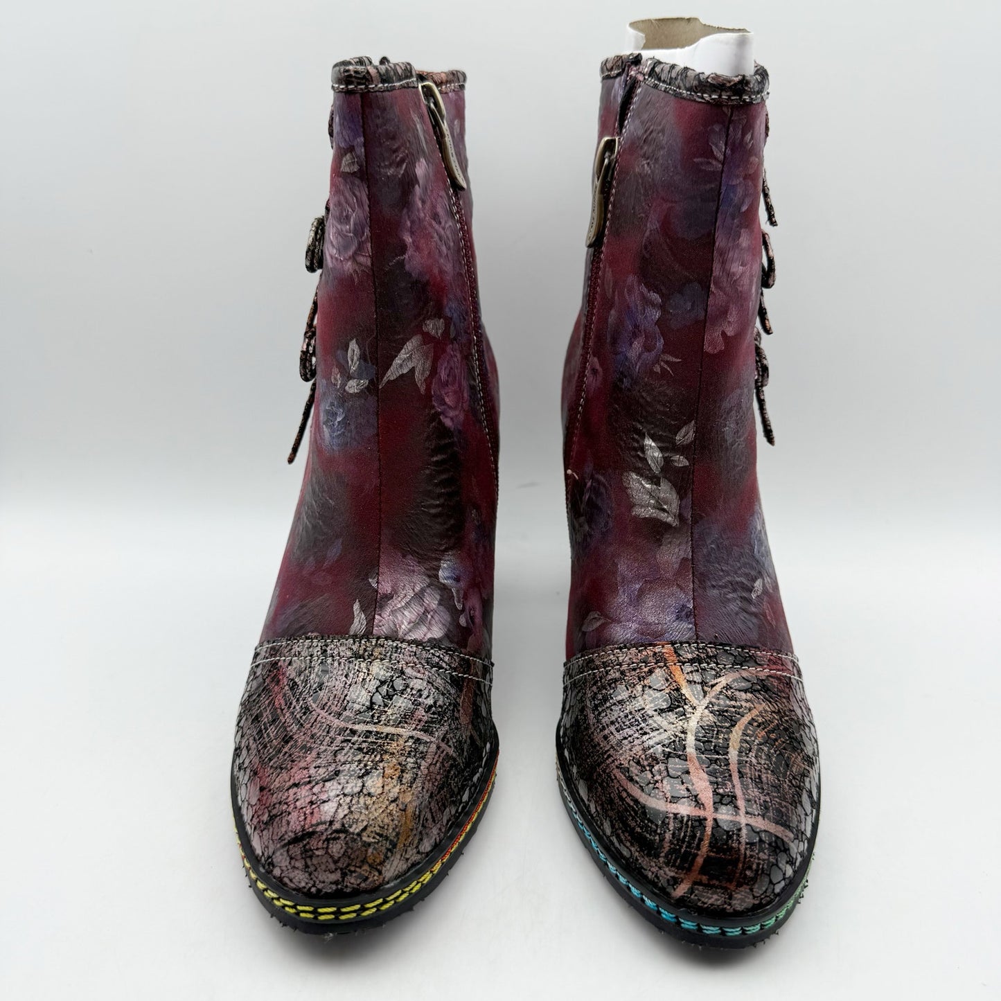 L'Artiste by Spring Step Womens Carre Heeled Boots EU 37 US 7 Purple Leather NIB