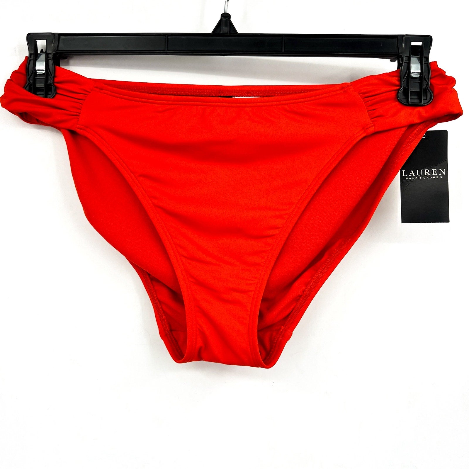 LAUREN RALPH LAUREN Beach Club Hipster Bikini Bottom Size 6 Orange Shirred NWT