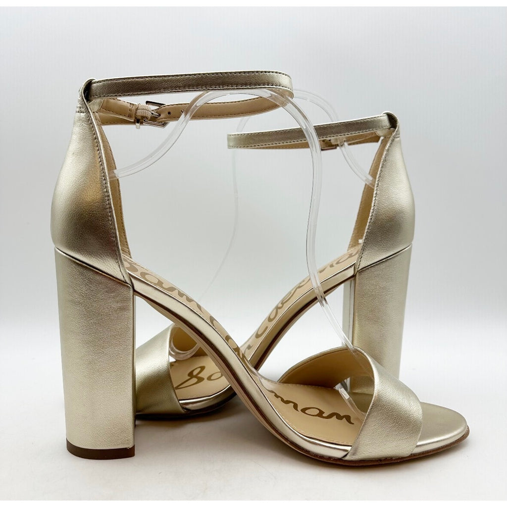 SAM EDELMAN Women's Yaro Dress Sandals Size 10.5 Gold Leather Blocked Heel NWOB