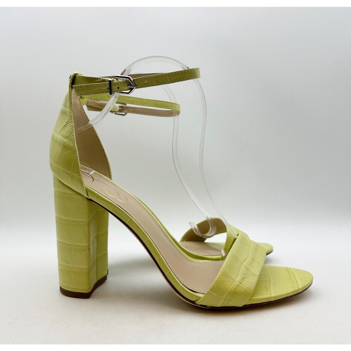 SAM EDELMAN Womens Yaro Dress Sandals Size 9.5M Kiwi Green Leather Heel NWOB