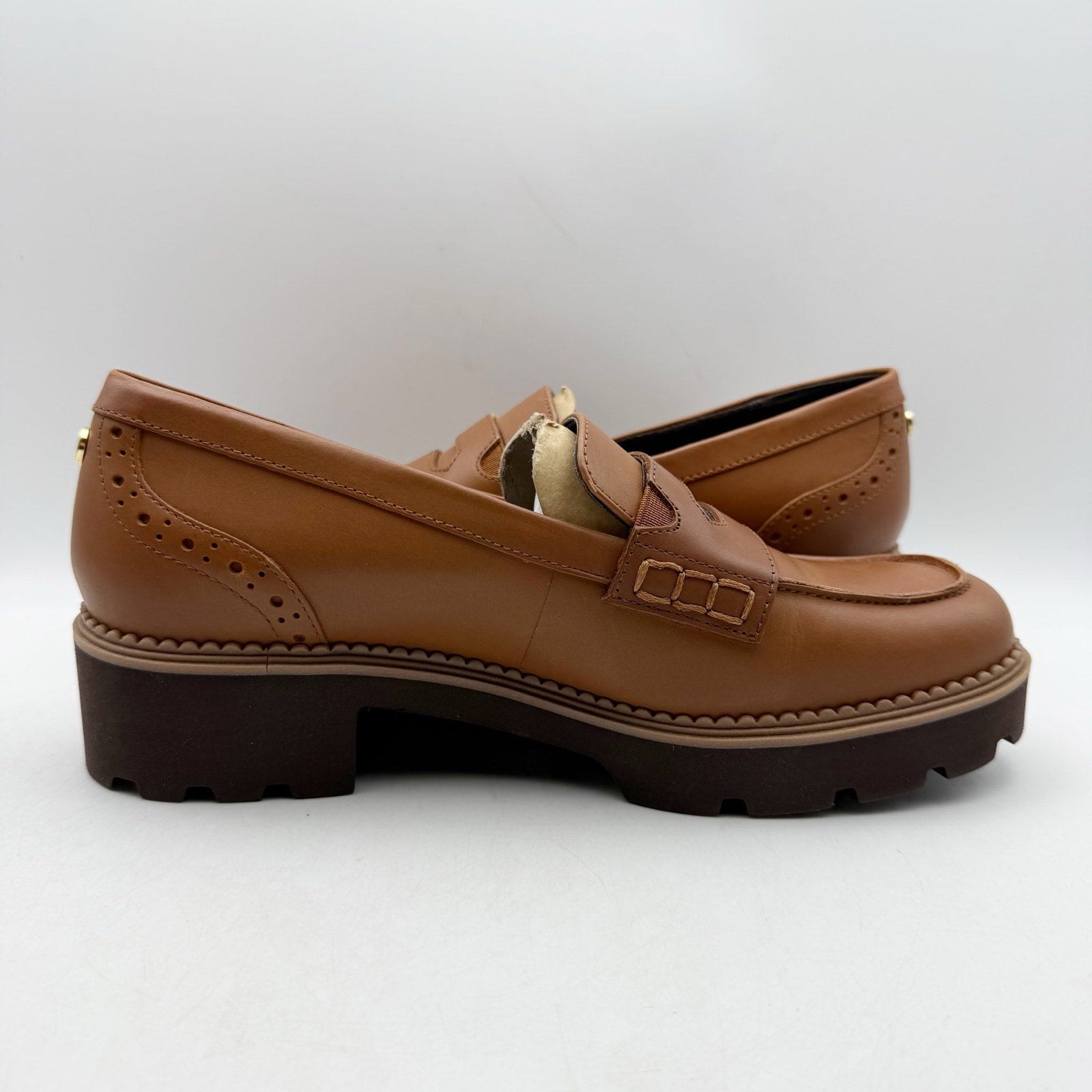Vionic Womens Fillmore Lug Loafers US 9 EU 40 Brown Leather NIB
