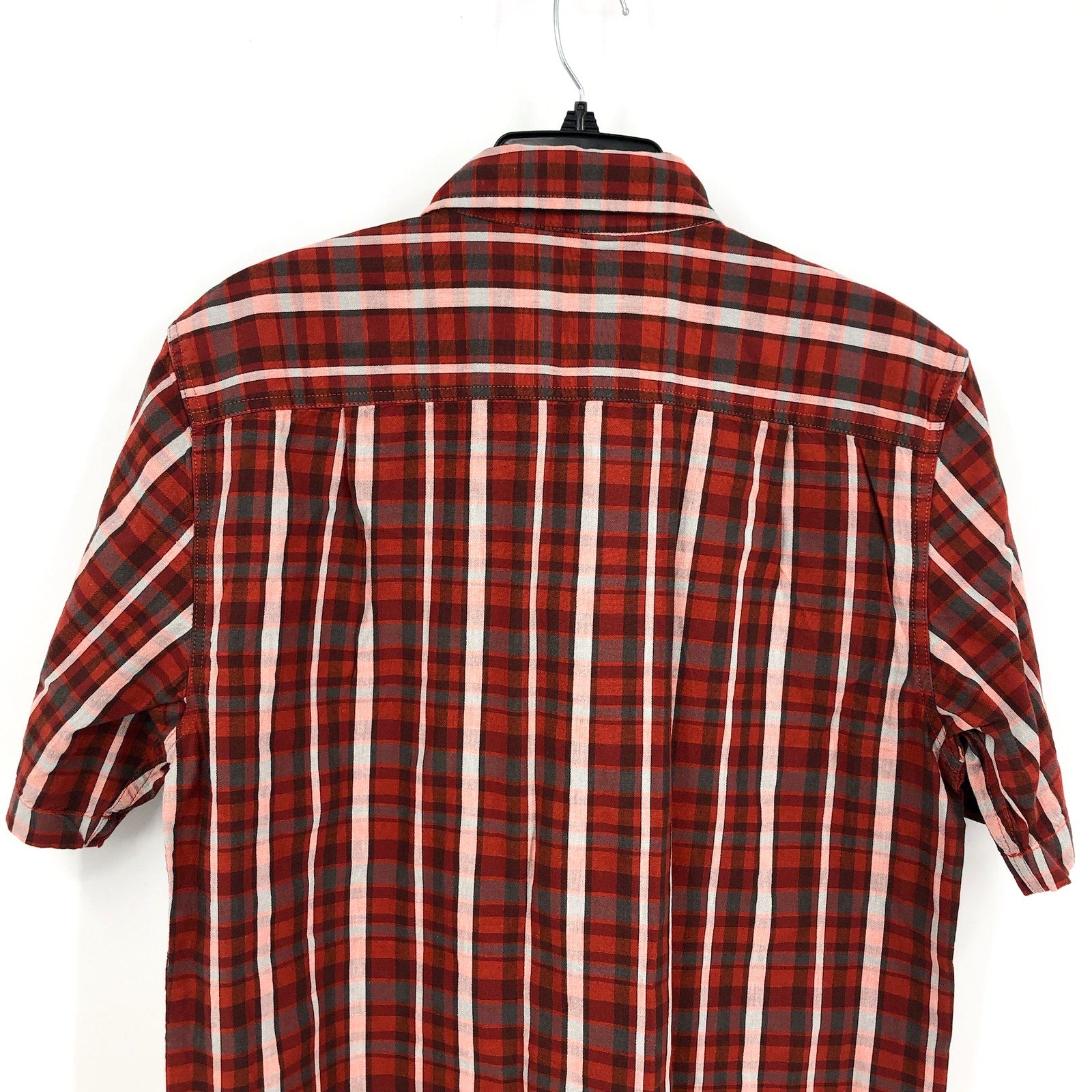 CARHARTT Mens Loose Fit Casual Shirt Small Red Plaid Short Sleeve Midweight NWT