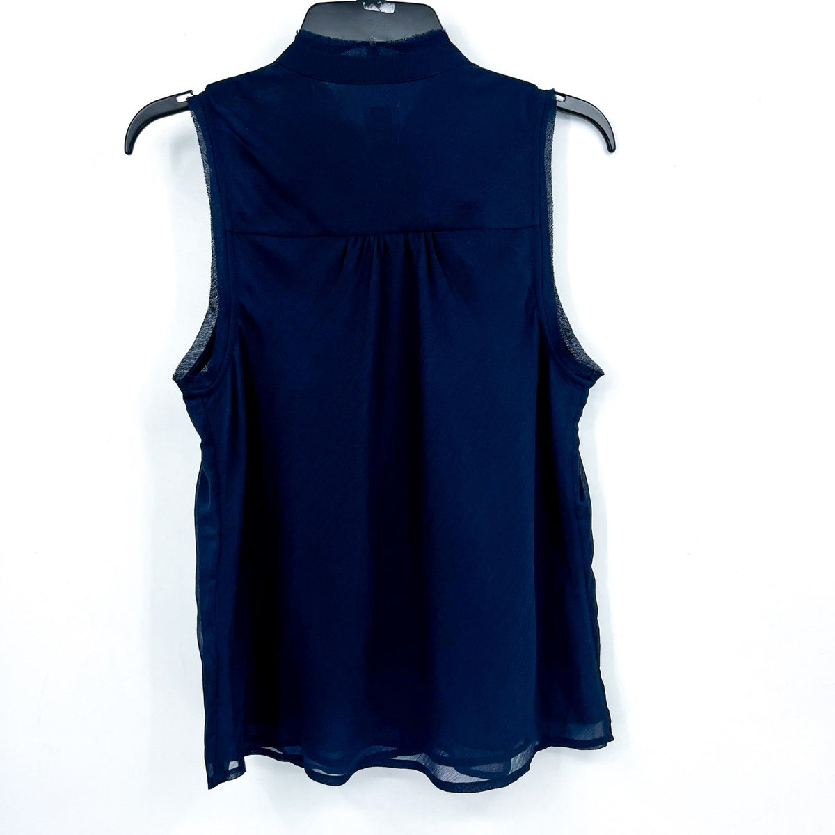 NIC + ZOE Women's Falling Chiffon Top Medium Navy Blue Sleeveless NWT