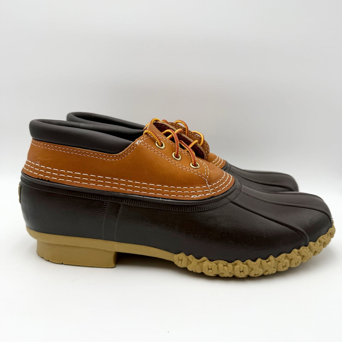 L.L.Bean Mens Gumshoe Ankle Booties Size 12 Brown Leather Rubber Waterproof NIB