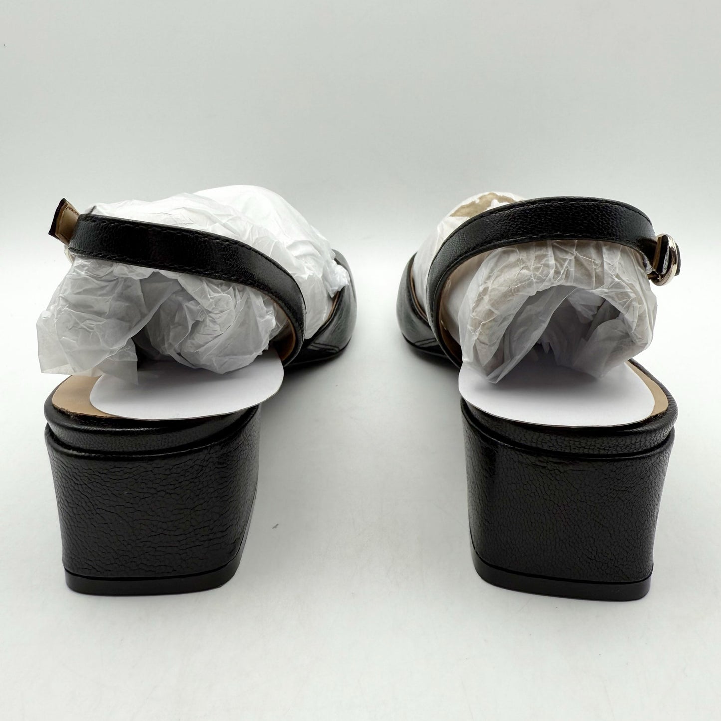 Naturalizer Womens Jayla Low Slingback Heels US 6.5 Wide Black Leather NIB