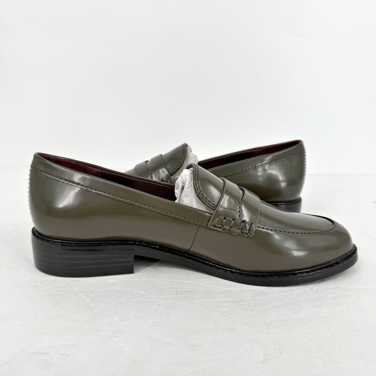Franco Sarto Womens Alora Penny Loafers Size 6.5 M Green Vegan Patent NIB