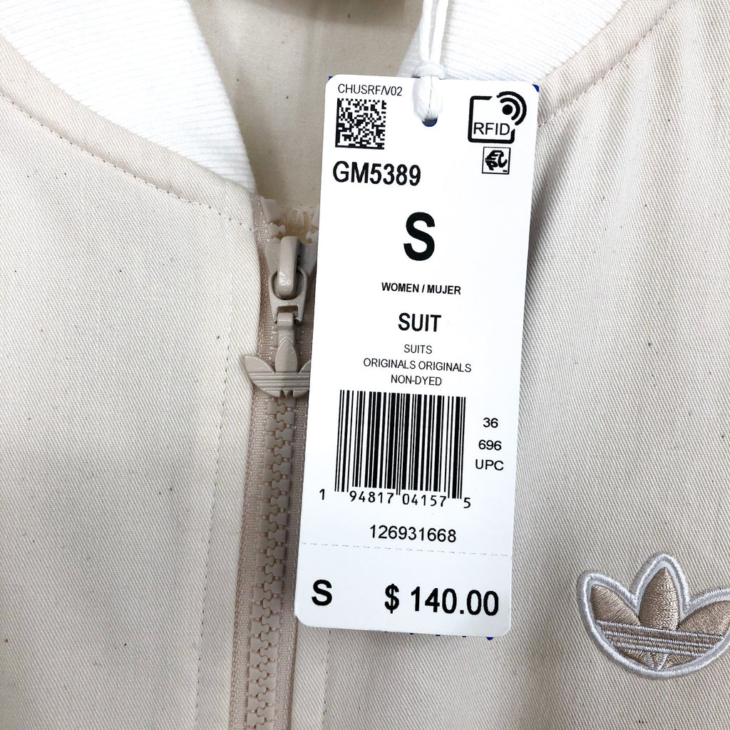 ADIDAS Women's Originals No-dye Jumpsuit Small Off-White Short Sleeve NWT