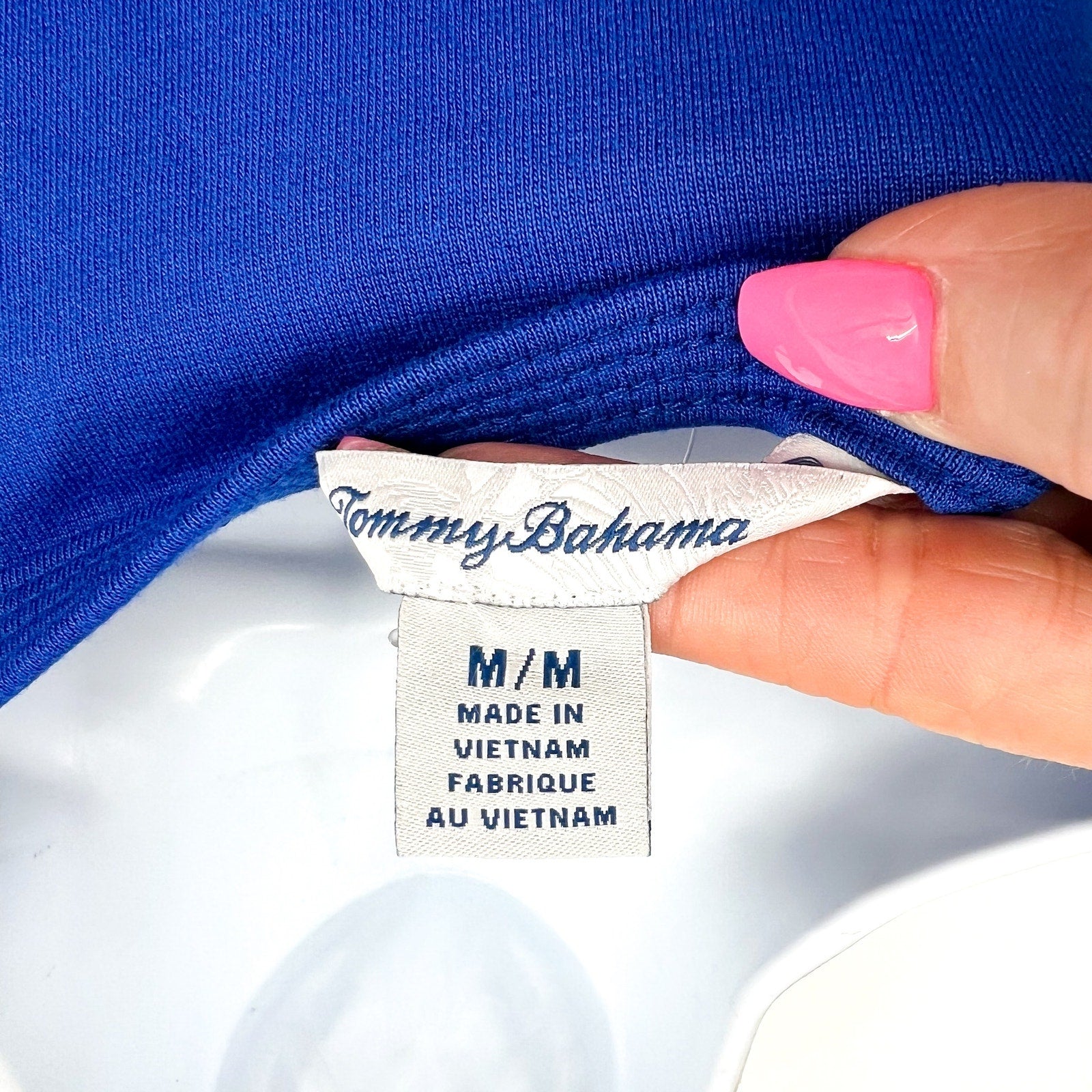 TOMMY BAHAMA Sleeveless Knit Midi Dress Medium Mazarine Blue Drapey Ponte NWT