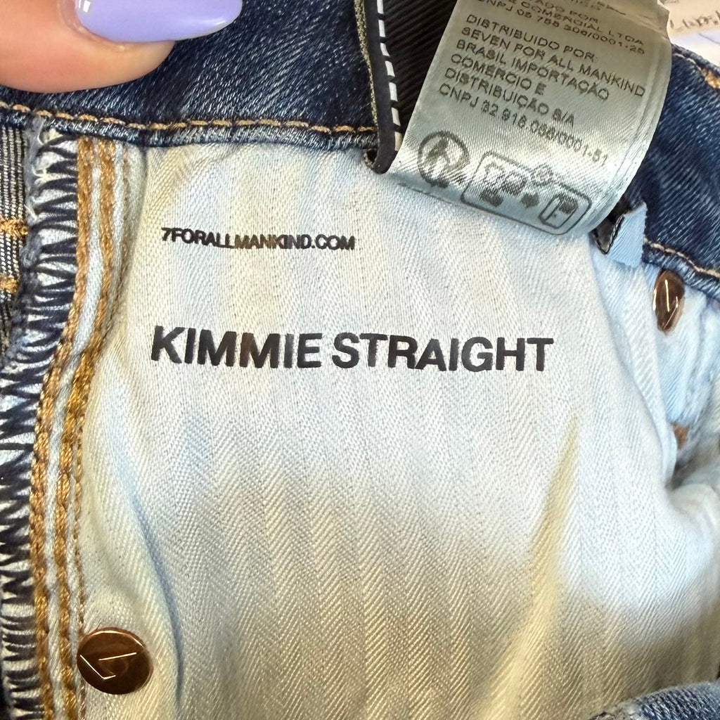 7 FOR ALL MANKIND Womens Kimmie Straight Slim Jeans Size 27 Blue Love Story NWT