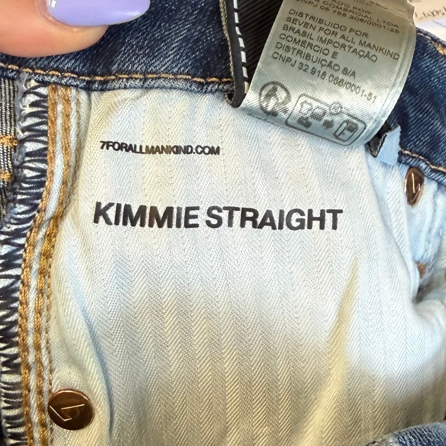7 FOR ALL MANKIND Womens Kimmie Straight Slim Jeans Size 27 Blue Love Story NWT