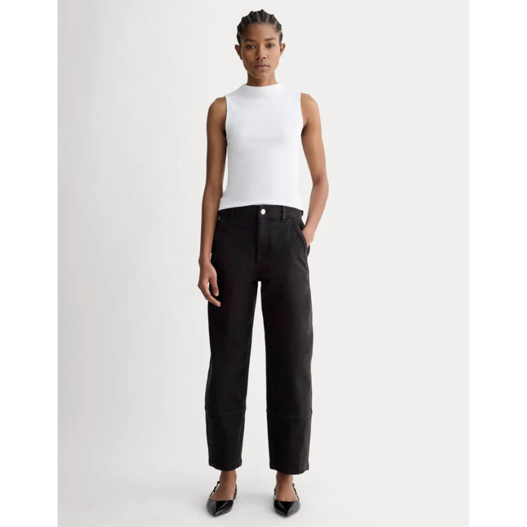 EVERLANE Women's The Utility Barrel Pants Size 12 TALL Black Cotton Twill NWT