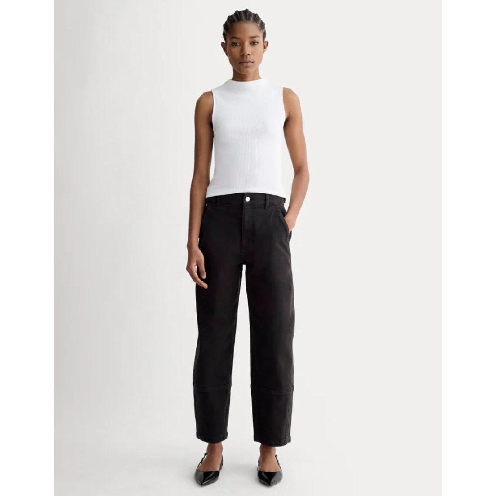 EVERLANE Women's The Utility Barrel Pants Size 12 TALL Black Cotton Twill NWT