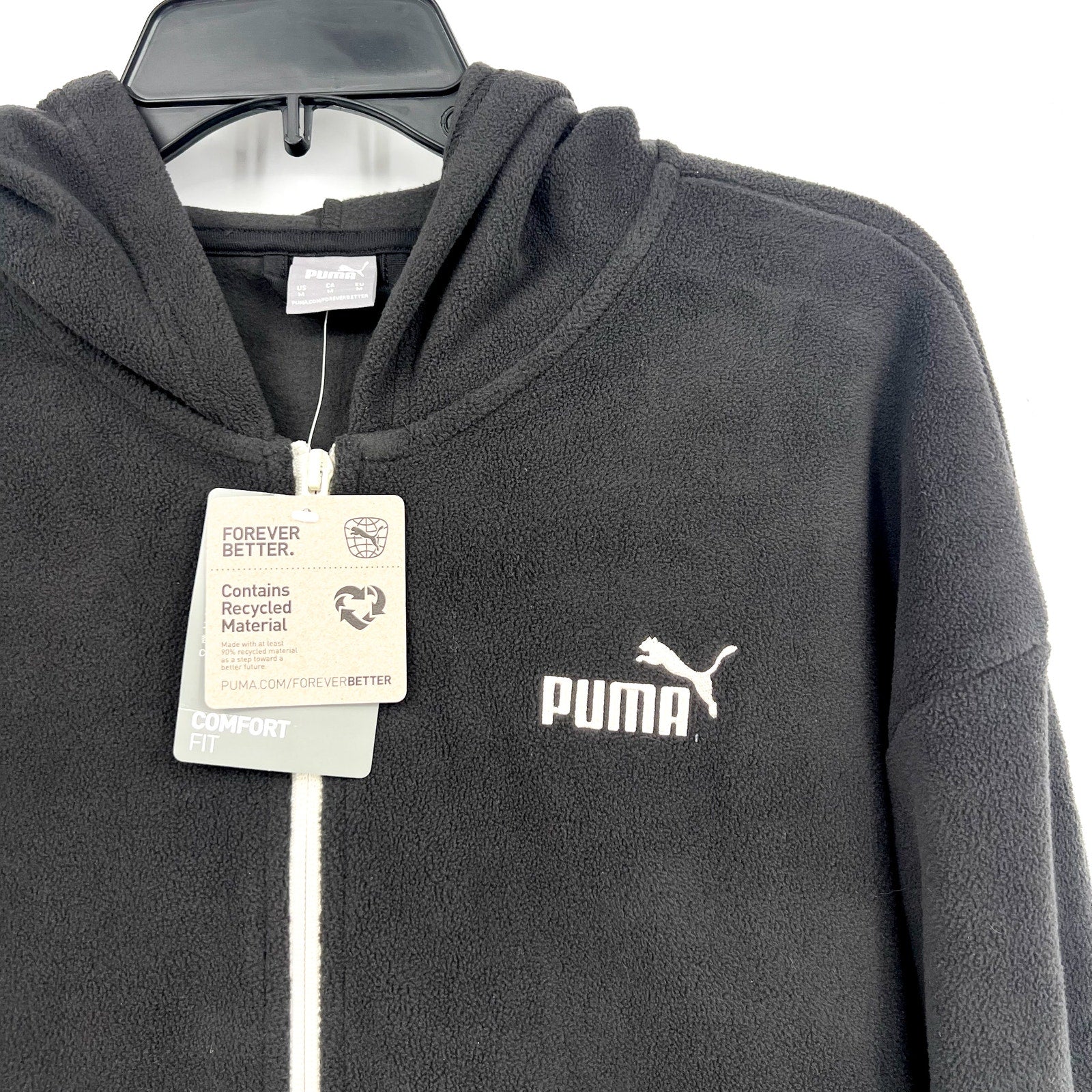 PUMA Women's ESS Elevated FZ Hoodie Medium Black Sweatshirt Fleece NWT