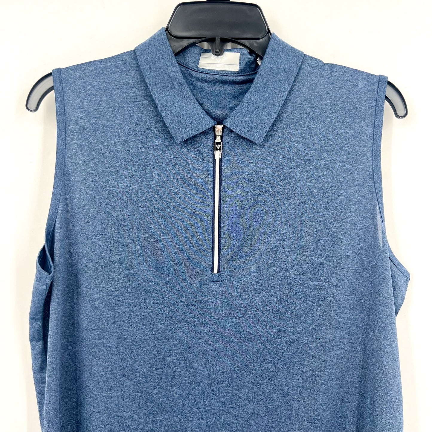 CALLAWAY Women's 1/4 Zip Sleeveless Polo Shirt XL Blue True Navy Heather NWT