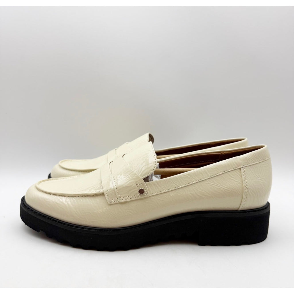 Franco Sarto Womens Cassandra Loafers Size 8.5 M Cream White Patent Leather NIB