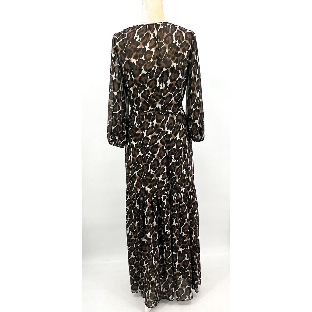 TRINA TURK Women's Shalina Tie-Waist Maxi Dress Small Lampoul Leopard NWT