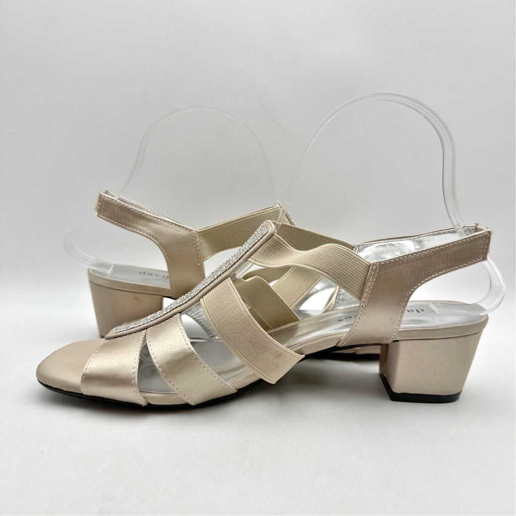 David Tate Womens Event Gladiator Sandals US 8.5 Wide Champagne Satin NWOB