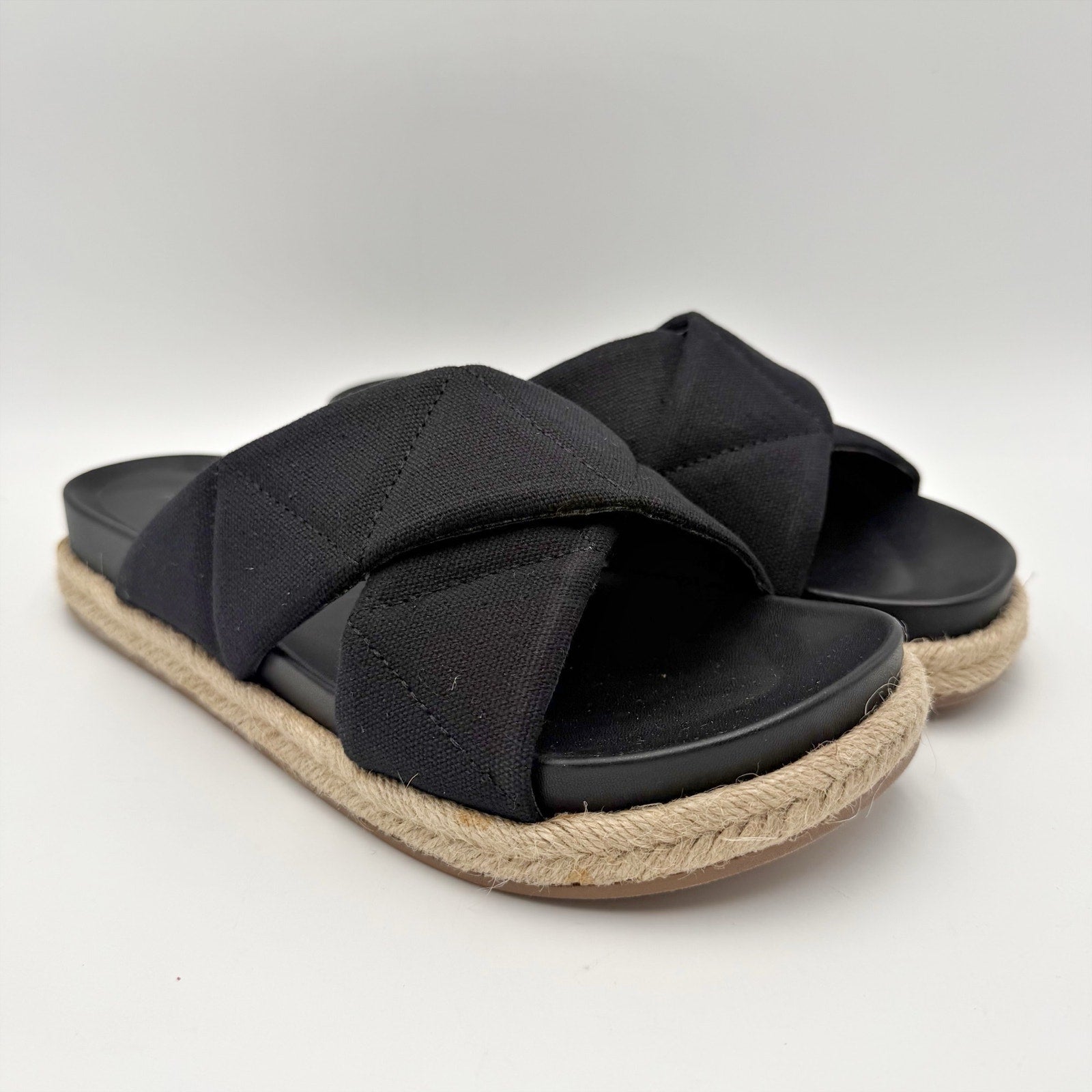 Aerosoles Womens Linney Slide Sandals Size 8.5 M Black Canvas NWOB