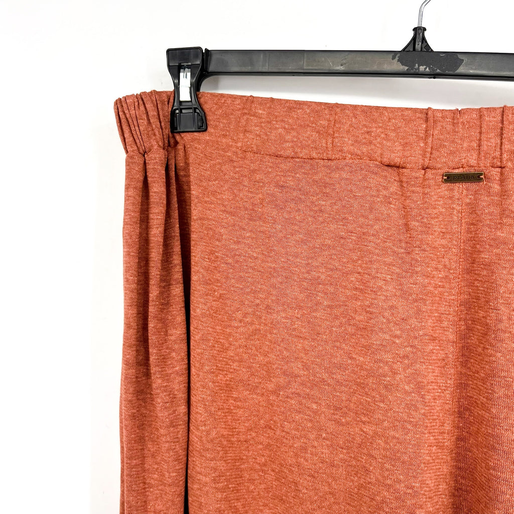 PRANA Women's Tidal Wave Midi Skirt XL Terra Orange High Low Stretch Knit NWT