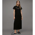 ALLSAINTS Women's Anna Lace Maxi Dress Size 8 Black Short Sleeve NWT