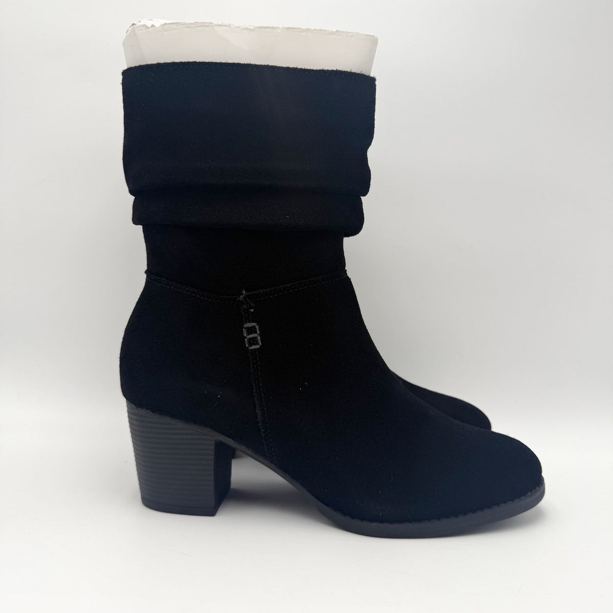Skechers Womens Taxi Compelling Flirt Boot US 7 Black Suede Water Resistant NIB