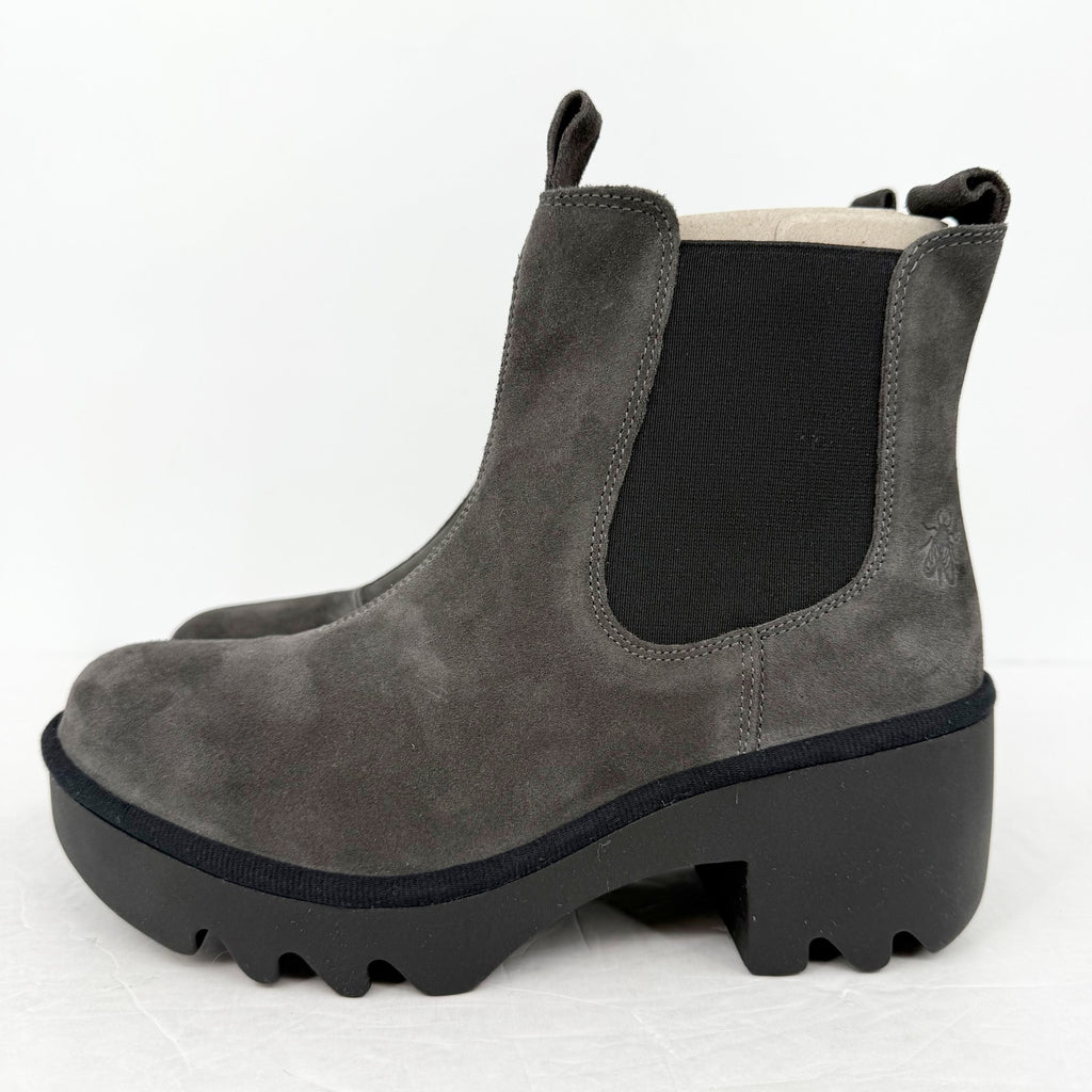 Fly London Womens TRIG514FLY Ankle Chelsea Bootie EU 38 US 8 Grey Suede NIB