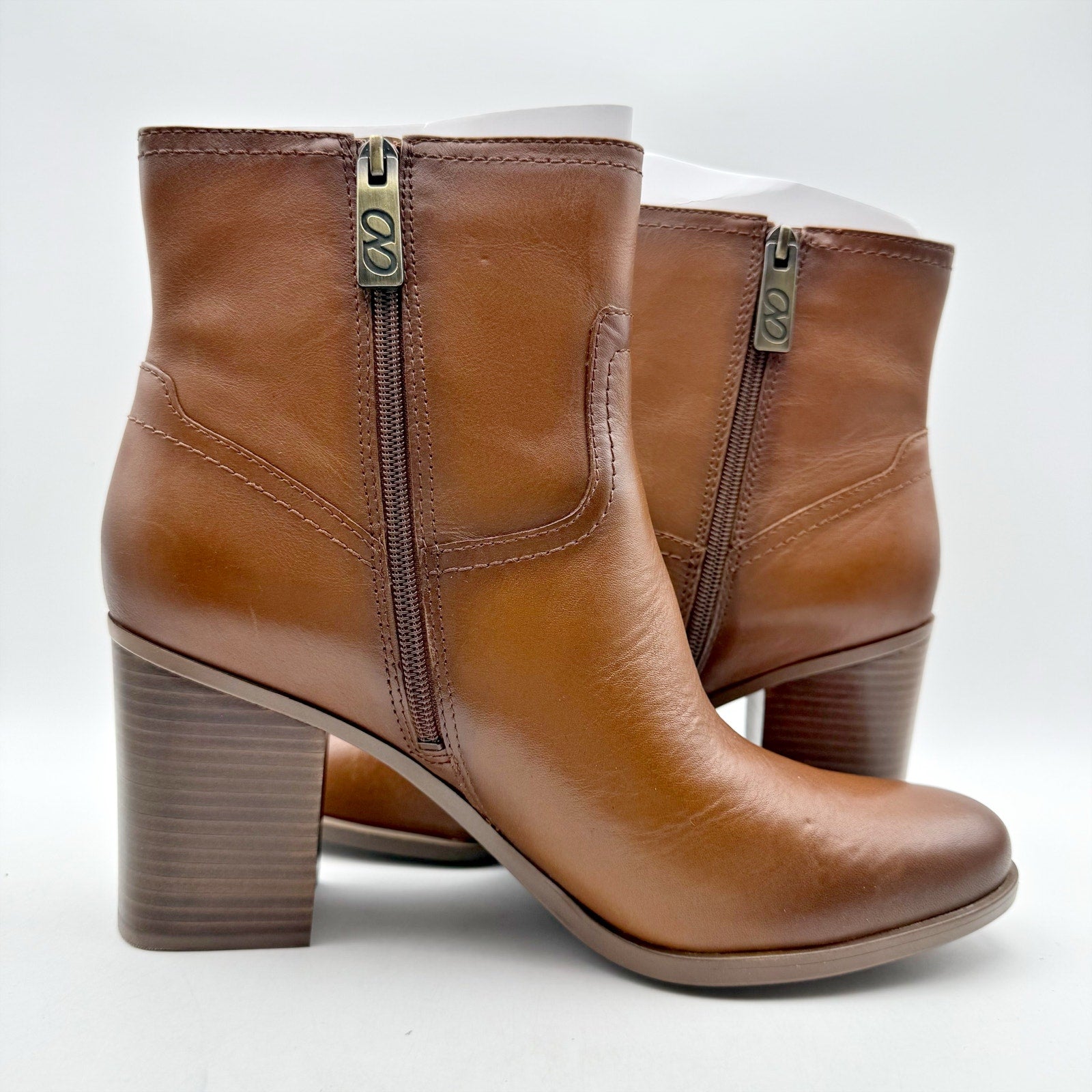 Naturalizer Womens Kalina Ankle Bootie Size 7.5 WIDE Cider Brown Leather NIB