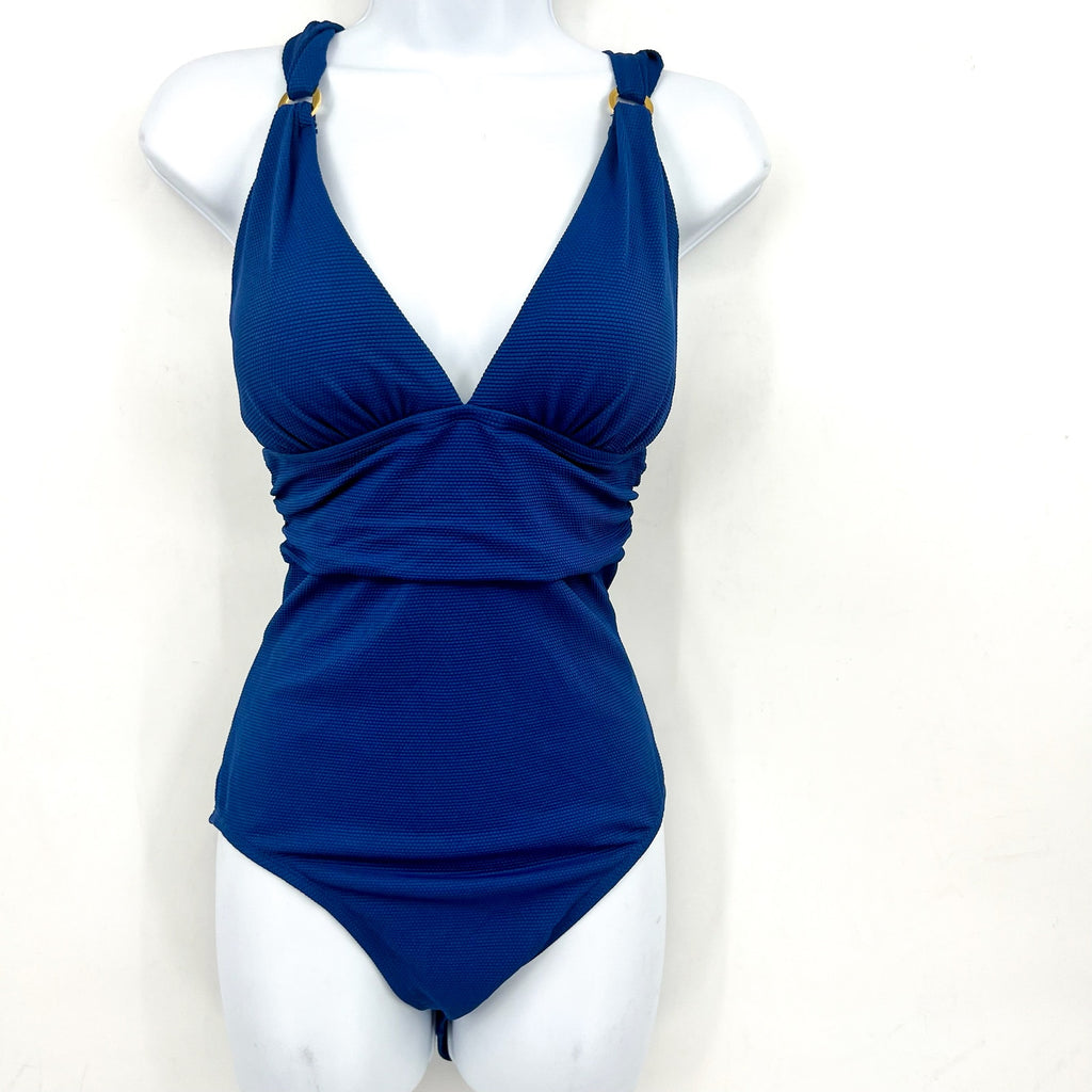 TOMMY BAHAMA Island Cays Gold Ring One-Piece Swimsuit 12 Blue Indigo tide NWT